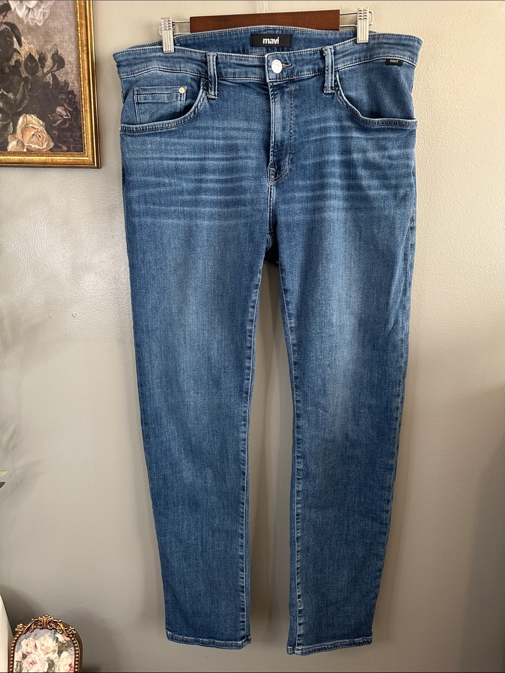 Mavi Zach Men’s 36x34 Straight Leg Medium Wash Blue Jeans Denim - Picture 4 of 10